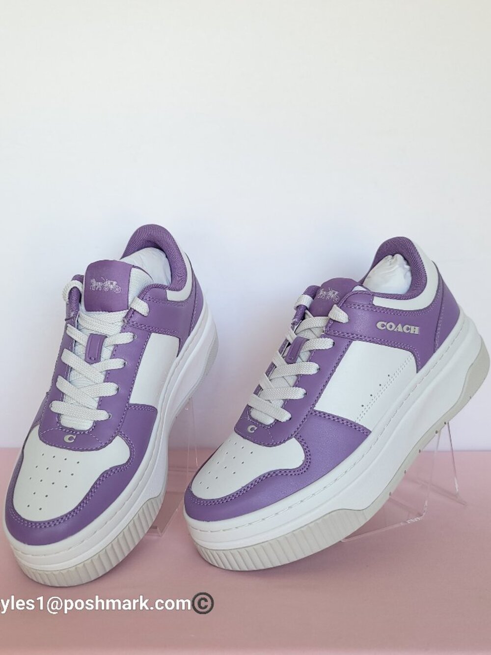 COACH Platform Leather Sneaker- Iris/Optic White- Women’s Size 9.5B ⭐